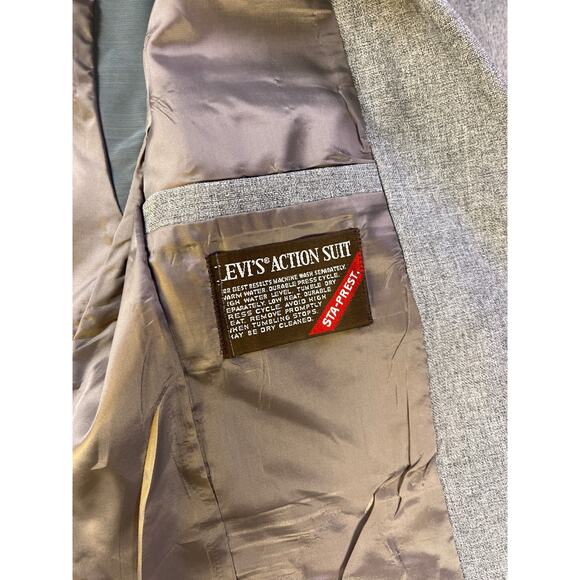 Vintage Levi’s Action Suit 40L Gray Sta-Prest Leisure Blazer Pants Set 1970s - Picture 8 of 16